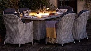 Bramblecrest Monterey 6 Seat Dining Firepit Set | Dove Grey